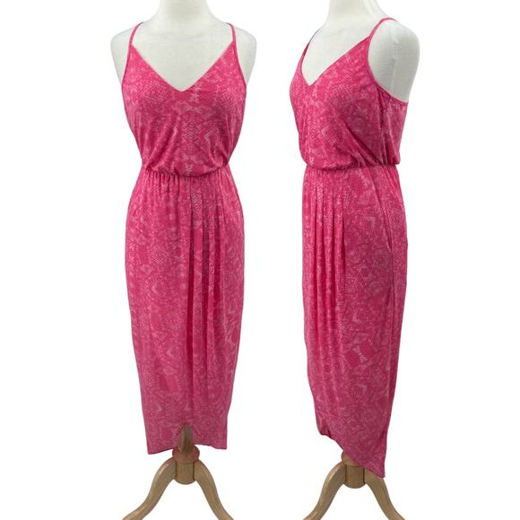 Amanda Uprichard Dress Fit & Flare Racerback Maxi Snakeskin Print Pink Womens Sm - Picture 1 of 9